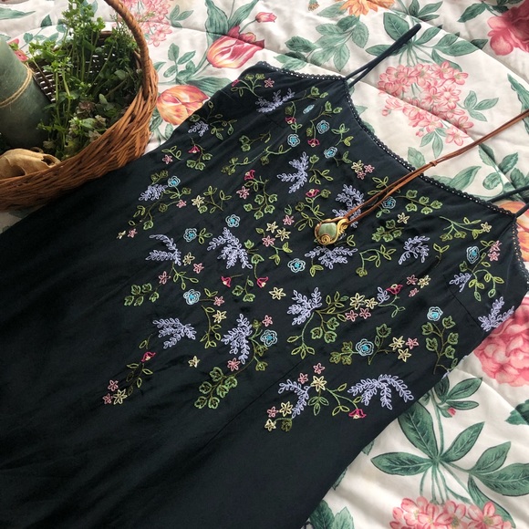 90s Floral embroidered dress - Picture 1 of 3